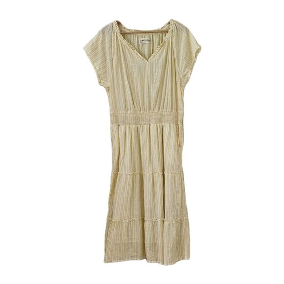 Aventura Dress Womens XL Buttery Yellow White Tiered Lined Skirt Summer Cottage - Picture 15 of 16